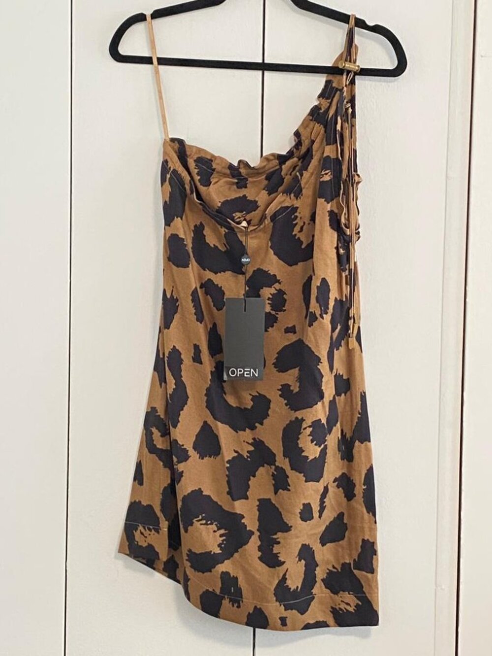 One-Shoulder Leopard Print Adjustable Mini Dress